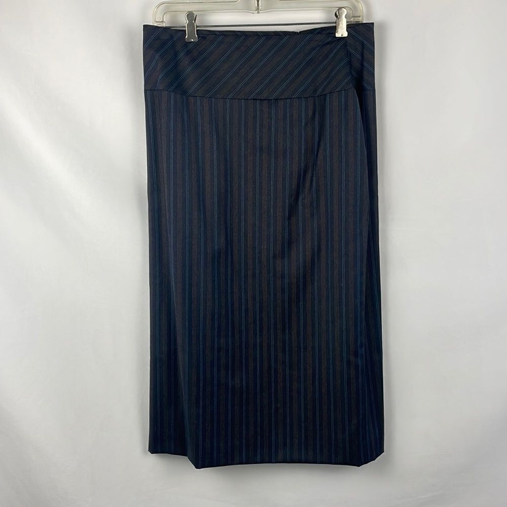 Carolina Herrera Navy Striped Pencil Skirt